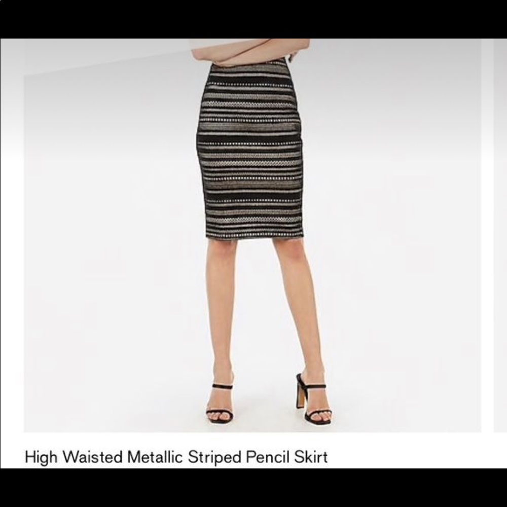 Express High Waisted Metallic Midi Skirt